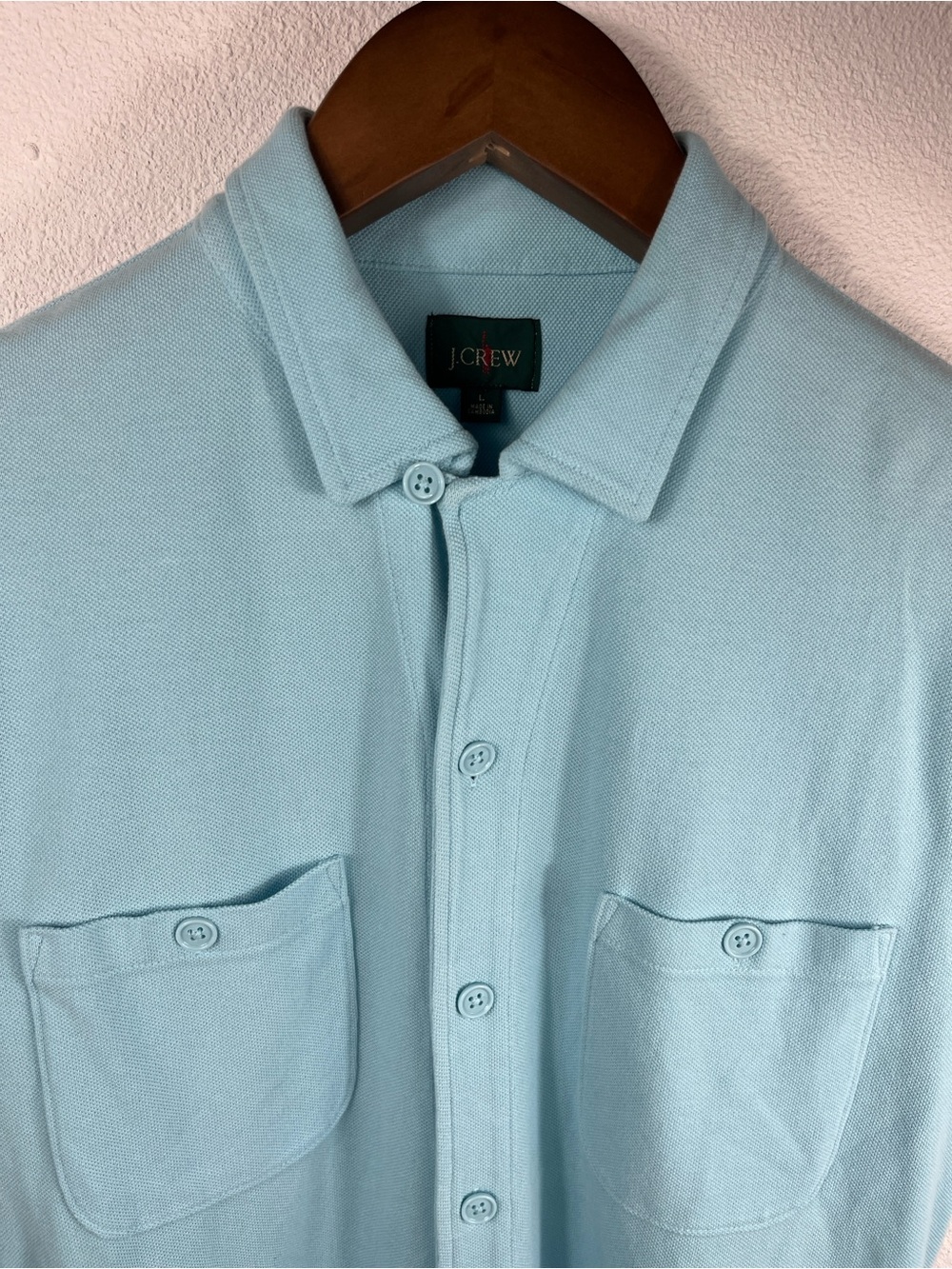 Vintage J Crew Y2K Oarsman Mens Large Shirt Light Blue Short Sleeve Button Down - Picture 4 of 11